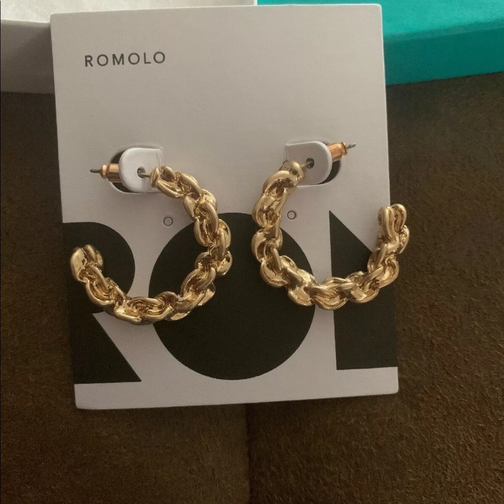 Romolo Gold Hoop Earrings NIB